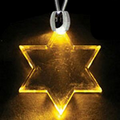 Light Up Necklace - Acrylic Star of David Pendant - Amber